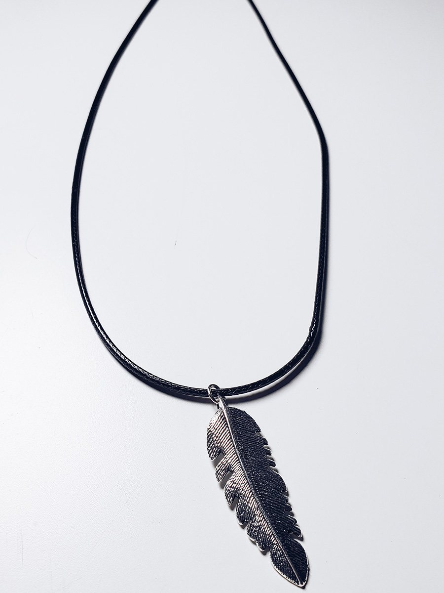 Silver Feather Necklace by Dirty Meow