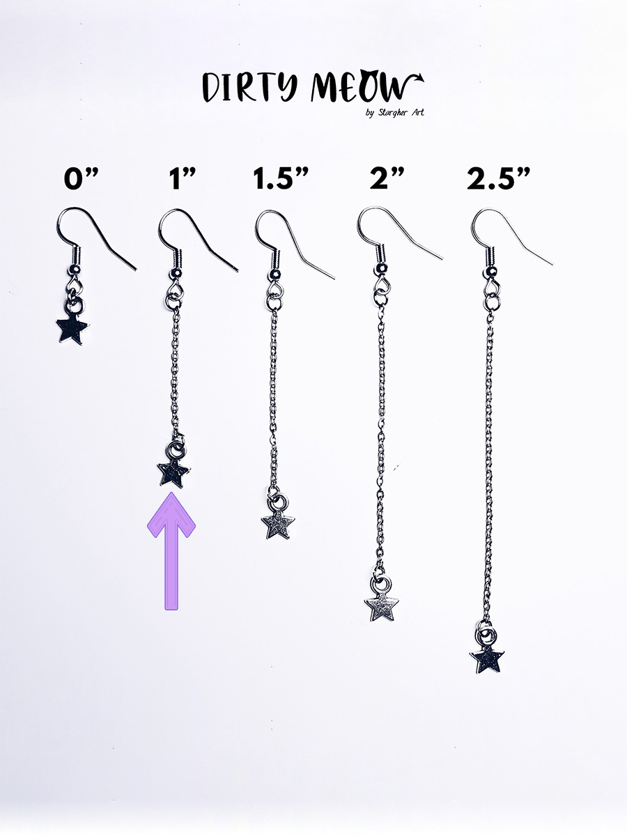 Earring Extender Chain Sizes at Dirty Meow