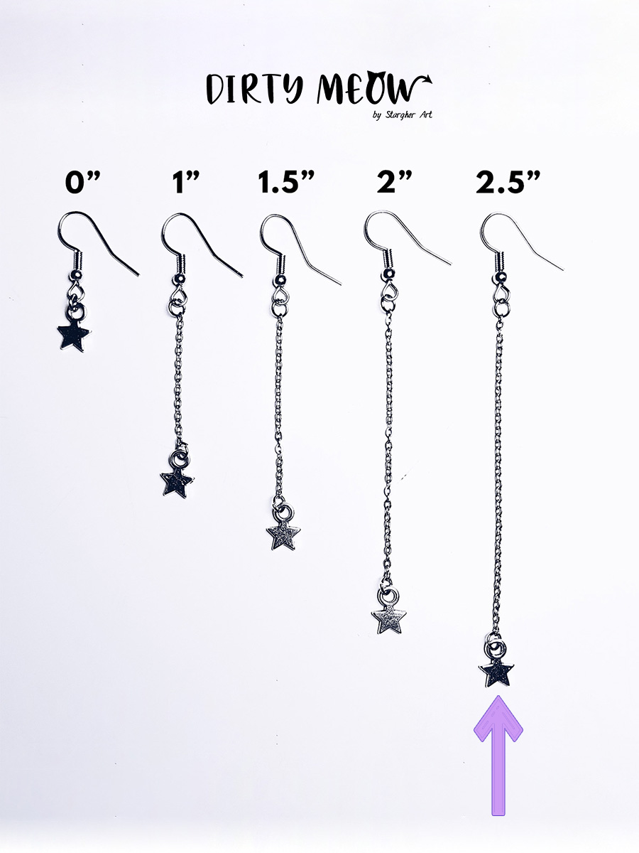 Earring Extender Chain Sizes at Dirty Meow