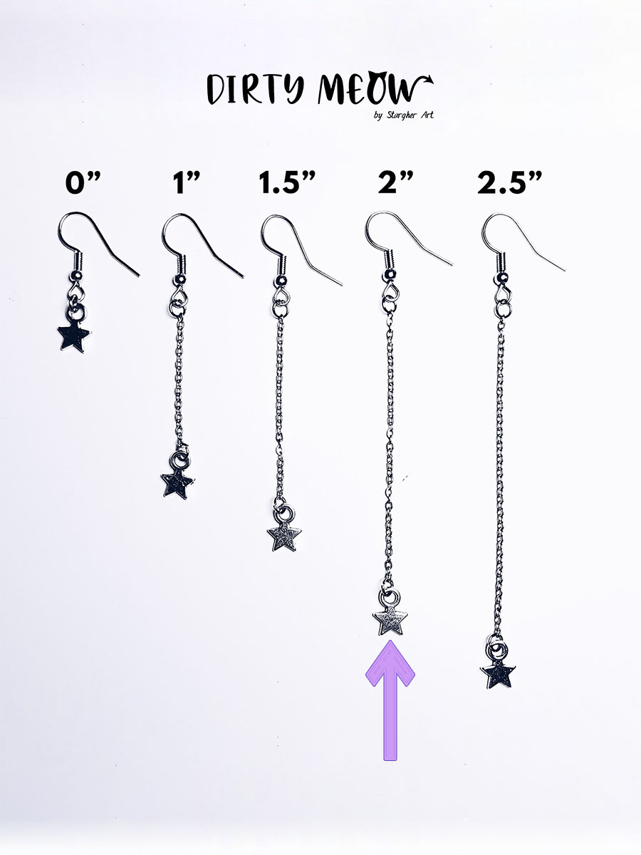 Earring Extender Chain Sizes at Dirty Meow